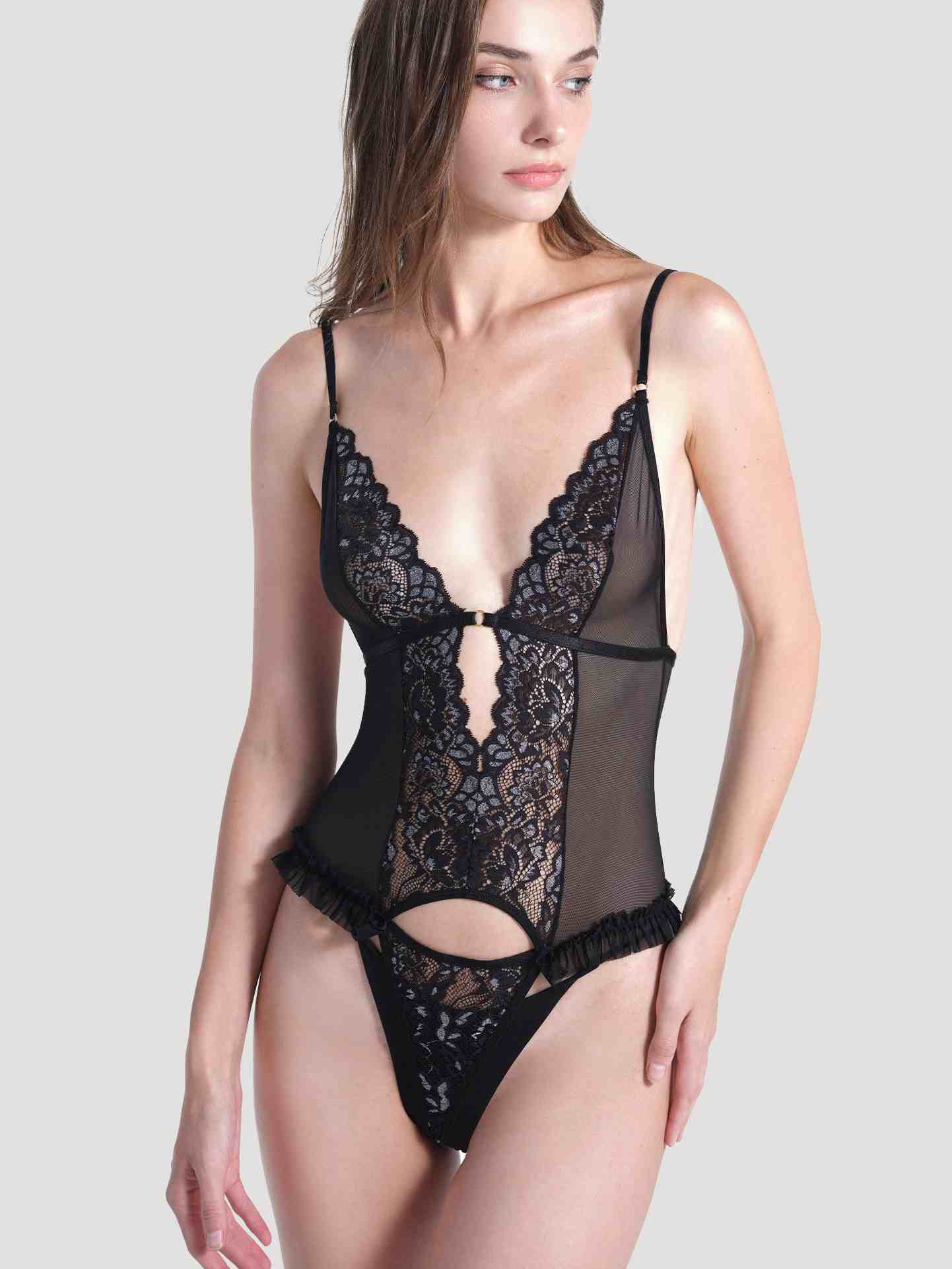 Floral Lace Plunge Bodysuit